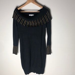 Black Studded long sleeve dress